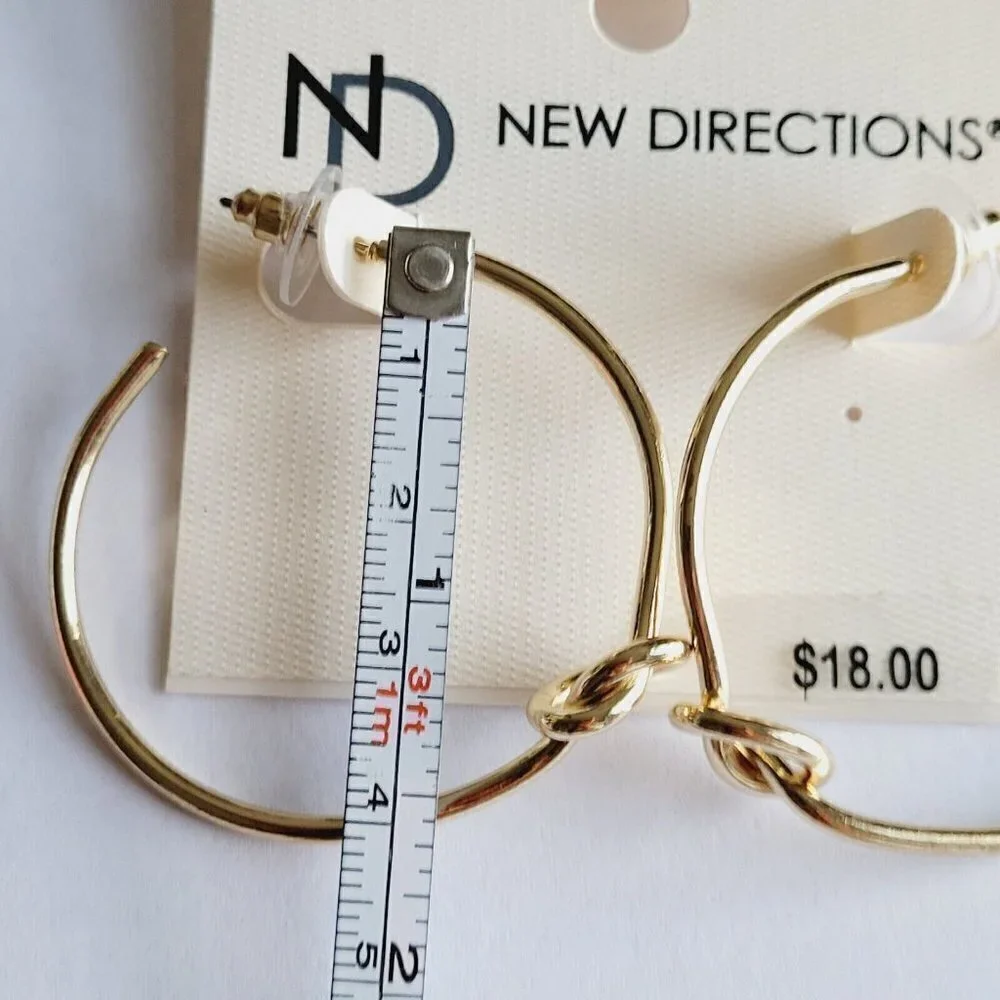 New Directions Gold Tone Knot Hoop Earrings 1.5